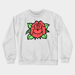 Doodle Red Rose Traditional Tattoo Crewneck Sweatshirt